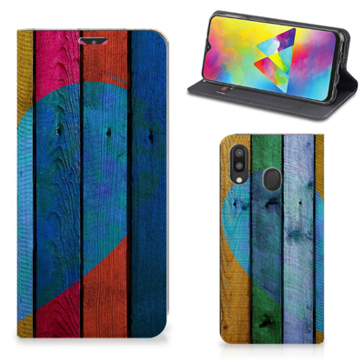 Samsung Galaxy M20 Book | Wallet Case | Wood Heart - Cadeau voor je Vriend