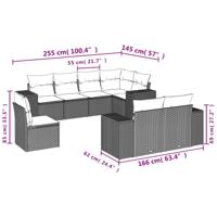 8-delige Loungeset met kussens poly rattan beige - thumbnail