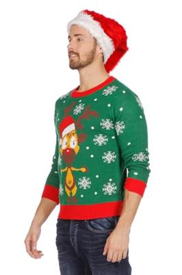Kersttrui groen met rendier