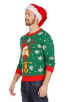 Kersttrui groen met rendier - thumbnail