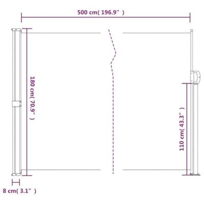 VidaXL Windscherm uittrekbaar 180x500 cm zwart