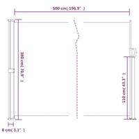 Windscherm uittrekbaar 180x500 cm bruin - thumbnail