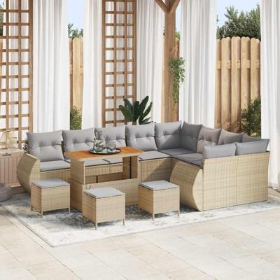 Tuinbankenset 13 pcs Beige poly rattan