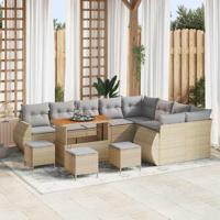 Tuinbankenset 13 pcs Beige poly rattan - thumbnail