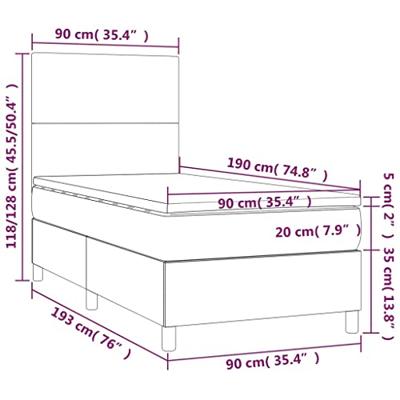 vidaXL Boxspring met matras en LED fluweel zwart 90x190 cm, bed, boxspringbed, tweepersoonsbed, slaapmeubel, boxspring bed, bed met matras, bedframe