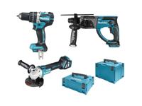 Makita DLX3093TJ 18V LXT 3 delige set: DGA513 Haakse slijper + DHP484 (Klop)boormachine + DHR202 Boorhamer met 3 x 5.0Ah accu's - DLX3093TJ - thumbnail