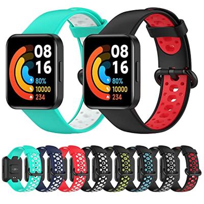 Tweekleurige sportband - Blauw met wit - Xiaomi Redmi Watch 2 (Lite) Tweekleurige sportband - Blauw met wit - Xiaomi Redmi Watch 2 (Lite)