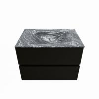 MONDIAZ VICA-DLUX 70cm badmeubel onderkast Urban 2 lades. Inbouw wastafel CLOUD midden 1 kraangat, kleur Lava. - thumbnail