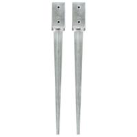 VidaXL Grondpinnen 2 st 7x7x75 cm gegalvaniseerd staal zilverkleurig - thumbnail