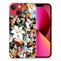 TPU Case voor Apple iPhone 13 Dark Flowers - thumbnail