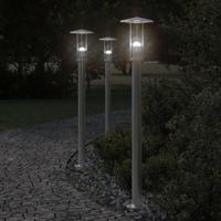 VidaXL Vloerlamp voor buiten 3 st 100 cm roestvrij staal zilverkleurig - thumbnail
