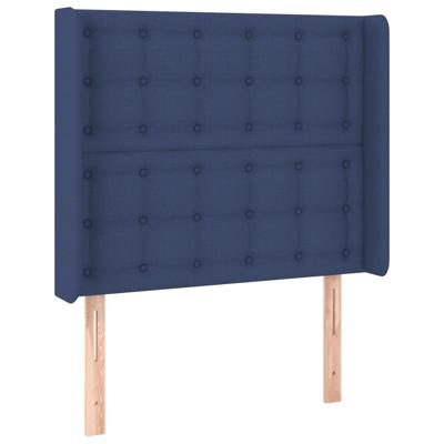 Hoofdbord met randen 163x16x78/88 cm stof blauw - thumbnail