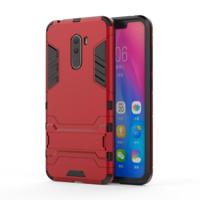 Schokbestendige PC + TPU Case voor Xiaomi Pocophone F1 met houder (rood) - thumbnail