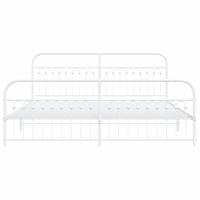 Bedframe met hoofd- en voeteneinde metaal wit 193x203 cm - thumbnail