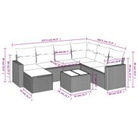 8-delige Loungeset met kussens poly rattan beige - thumbnail