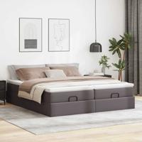 Ottoman bed met matrassen 180x200cm kunstleer grijs - thumbnail