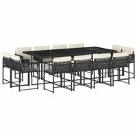 13-delige Tuinset met kussens poly rattan zwart - thumbnail