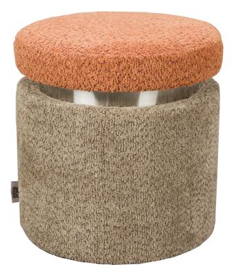 Dutchbone Poef 'Sen' Bouclé, kleur Bruin/Oranje