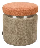 Dutchbone Poef 'Sen' Bouclé, kleur Bruin/Oranje - thumbnail