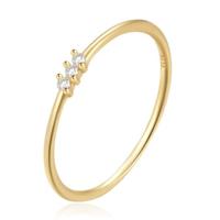 Elenza Thin .925 Zilveren Ring met Drie Zirconia&apos;s en Gouden Plating - 1mm-18mm - thumbnail