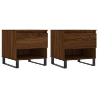 Salontafels 2 st 50x46x50 cm bewerkt hout bruin eikenkleur - thumbnail