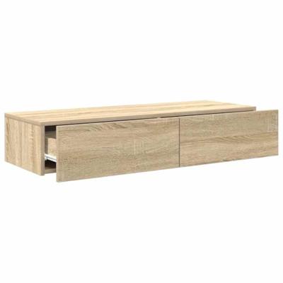 Wandschap met lades 100x36x19 cm bewerkt hout sonoma eikenkleur Wandschap met lades 100x36x19 cm bewerkt hout sonoma eikenkleur