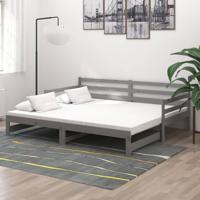 Slaapbank uitschuifbaar massief grenenhout grijs 2x(90x200) cm - thumbnail