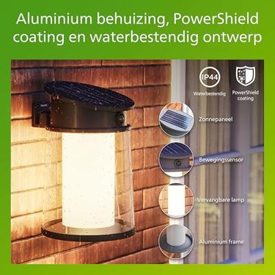 Philips LED Juda 929004633201 Wandlamp op zonne-energie met bewegingsmelder LED 3.2 W Zwart Philips LED Juda 929004633201 Wandlamp op zonne-energie met bewegingsmelder LED 3.2 W Zwart