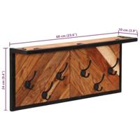 Wandkapstok met 6 haken massief acaciahout - thumbnail