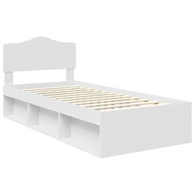 Bedframe met hoofdeinde Wit 90 x 200 cm Massief grenenhout