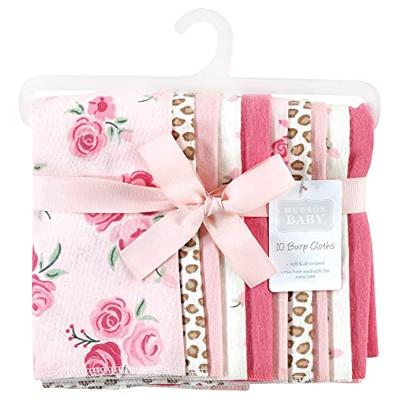 Hudson Baby Unisex Baby Cotton Flannel Burp Cloths, Blush Rose, One Size