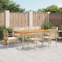 7-delige Tuinset met kussens poly rattan beige - thumbnail