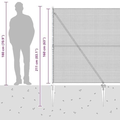 VidaXL Afrasteringspaal grijs 10 x 1,6 m (12 x 12 mm gaas)