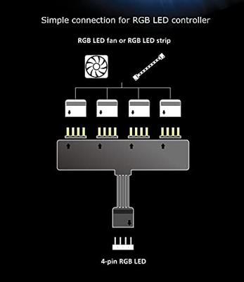 Aansluitkabel Computer [1x RGB LED-stekker - 4x RGB LED-bus] 0.10 m Zwart Akasa