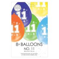 Globos Ballonnen 2-zijdig geprint cijfer 11, 8st. - thumbnail
