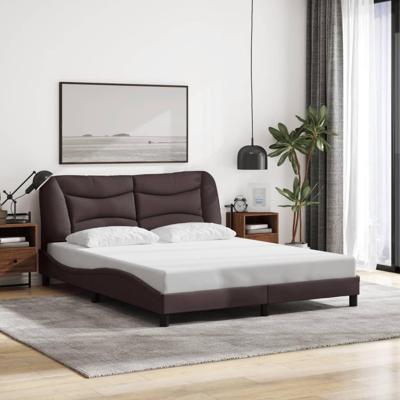 Bedframe zonder matras stof donkerbruin 160x200 cm Bedframe zonder matras stof donkerbruin 160x200 cm