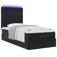 Ottoman bed met matrassen en LED's 80x200cm fluweel zwart - thumbnail
