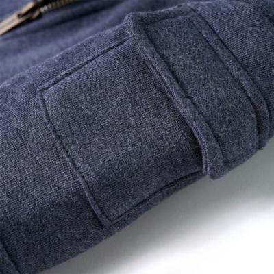 Kindervest met capuchon en rits 92 gemleerd donkerblauw Kindervest met capuchon en rits 92 gemleerd donkerblauw