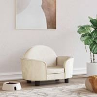 Hondenmand 66x40x45 cm fluweel crèmekleurig - thumbnail