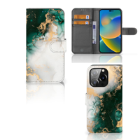 Bookcase voor iPhone 14 Pro Marmer Groen - thumbnail