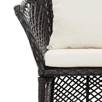 2-delige Loungeset met kussens poly rattan zwart - thumbnail