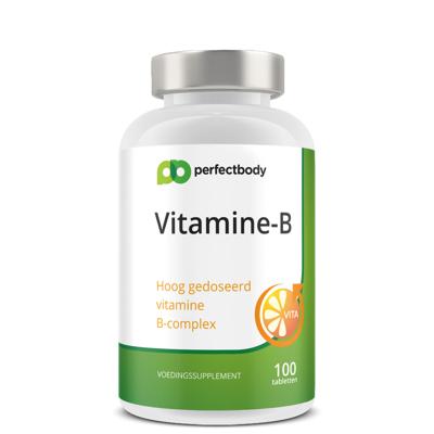 Vitamine B complex tabletten - Stevige dosis B-vitaminen - Voor energie, zenuwstelsel & huid - 100 tabletten PerfectBody Vitamine B complex tabletten - Stevige dosis B-vitaminen - Voor energie, zenuwstelsel & huid - 100 tabletten PerfectBody