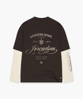 Jorcustom Handscript Double Layered Longsleeve T-Shirt Heren Bruin/Beige - Maat XL - Kleur: BeigeBruin | Soccerfanshop - thumbnail
