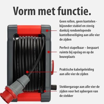 Brennenstuhl Professional CEE-kabelhaspel | KD 3200 C1 | IP44 | 30m | H07RN-F 5G2,5 - 9222300110 Brennenstuhl Professional CEE-kabelhaspel | KD 3200 C1 | IP44 | 30m | H07RN-F 5G2,5 - 9222300110