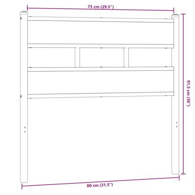Hoofdbord 75 cm ijzer en bewerkt hout sonoma eikenkleurig - thumbnail