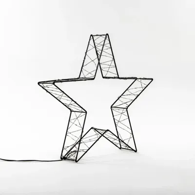 Metal 36 cmx7 cm 3D Star Black With 300Led Classic Warm kerstverlichting Anna's Collection - Annas collection