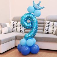 Aantal folie ballon gelukkige verjaardag decoratie (blauw) - thumbnail