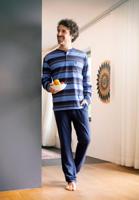Gestreepte blauwe herenpyjama van Hajo - thumbnail