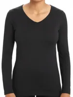 Dames thermo shirt Lange mouw - Thermo ondergoed dames - Diepe hals - Thermisch - S - Zwart - S - S - S - S - S - S - S - S - S - S - S - thumbnail