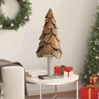 Kerstboom met standaard Bruin 90 cm Massief teakhout - thumbnail